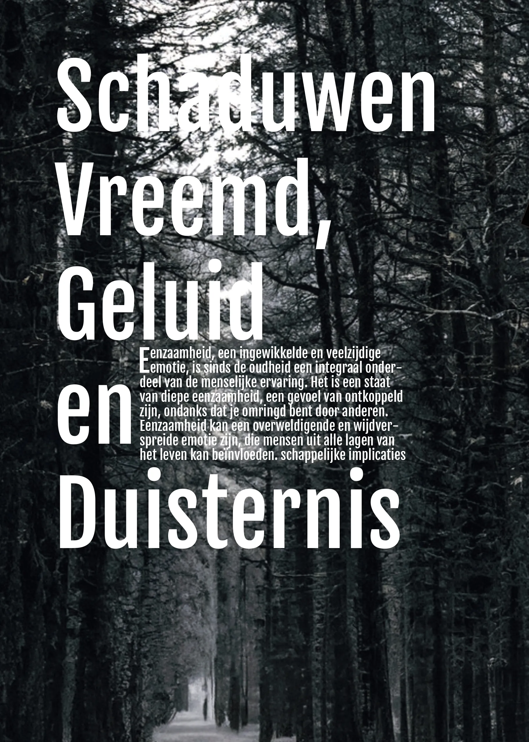 Editorial booklet spread showing expressive headline typography paired with readable body text