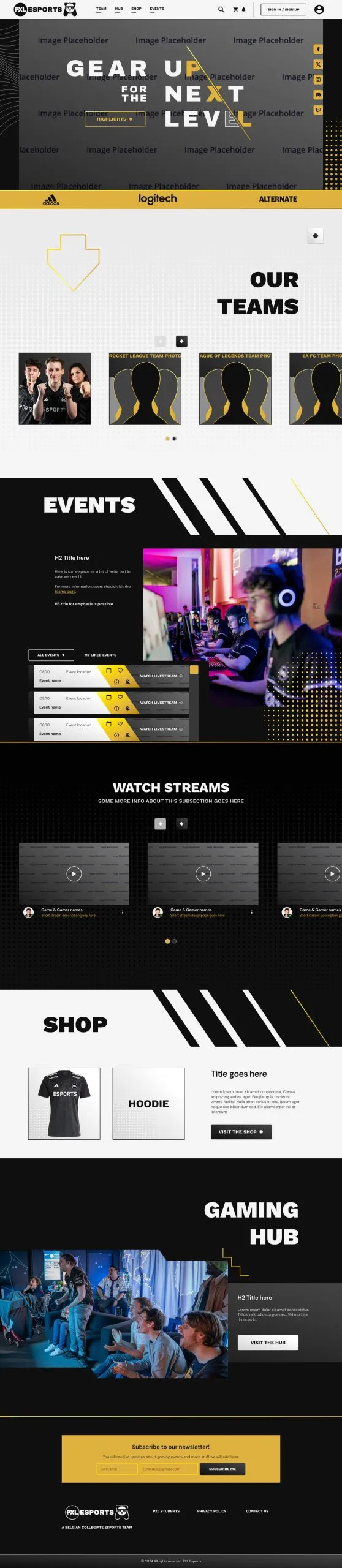 PXL Esports rebrand and digital platform UI